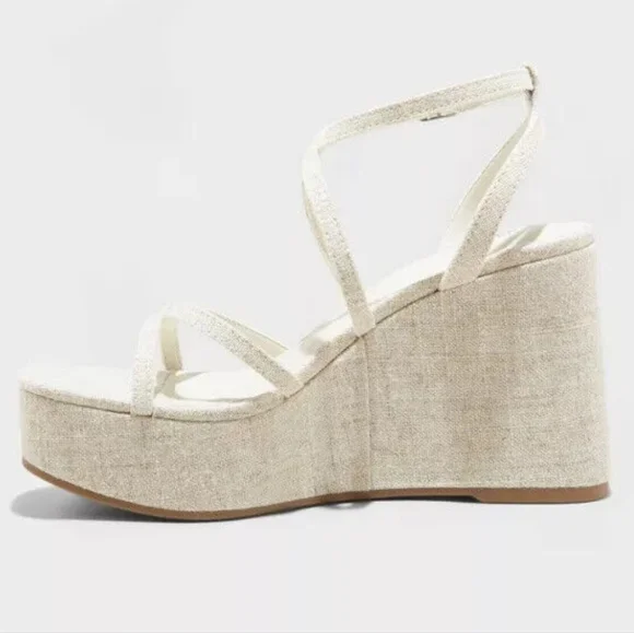 Wild Fable Ronnie Strappy Platform Wedge Heels with Memory Foam Size 8.5 - Picture 2 of 8